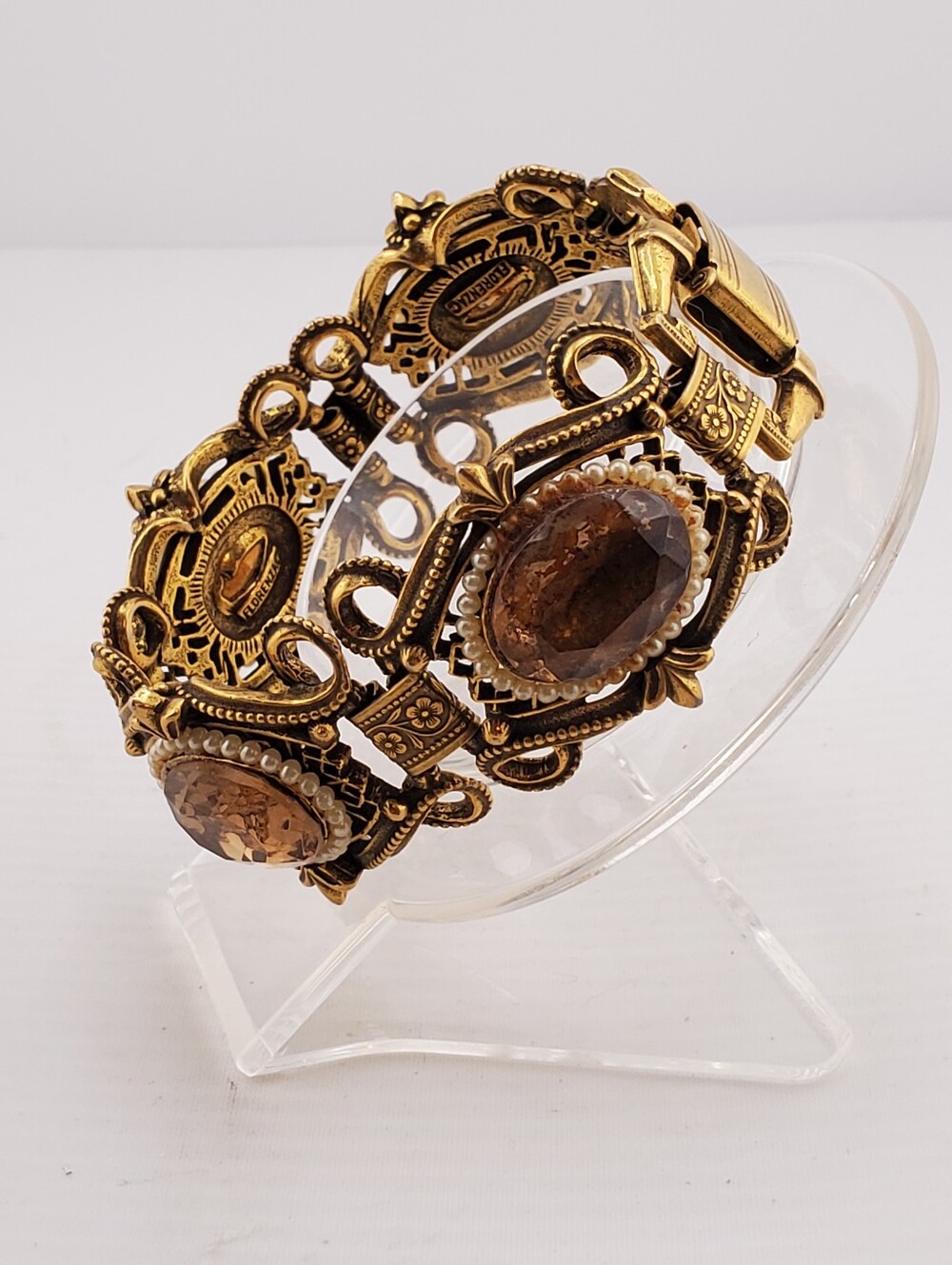 Vintage Florenza Chunky Stone Bracelet - Picture 2 of 10